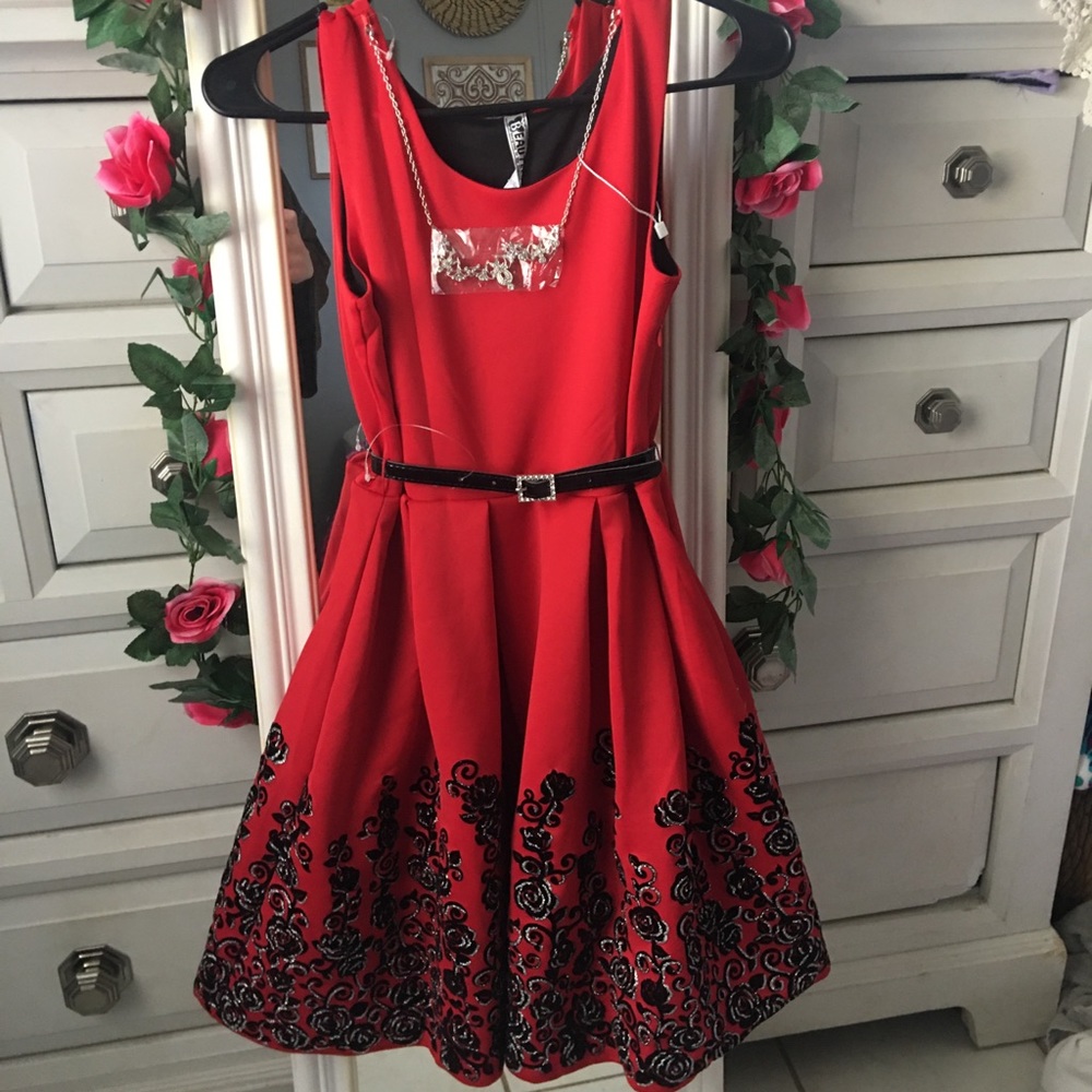 red girls party dress